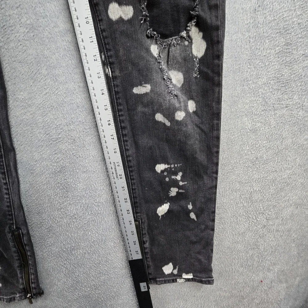 True Religion Men Jeans 36 Black Paint Splatter‎ Rocco Relaxed Skinny Grunge Y2K